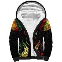 Personalised Chuuk Independence Day Sherpa Hoodie Polynesian Tattoo and Plumeria Reggae Color LT03 Unisex Reggae - Polynesian Pride