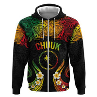 Personalised Chuuk Independence Day Zip Hoodie Polynesian Tattoo and Plumeria Reggae Color LT03 Zip Hoodie Reggae - Polynesian Pride