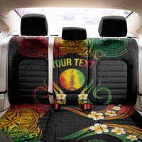 Personalised New Caledonia Independence Day Back Car Seat Cover Polynesian Tattoo and Plumeria Reggae Color LT03 - Polynesian Pride