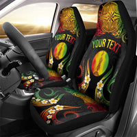 Personalised New Caledonia Independence Day Car Seat Cover Polynesian Tattoo and Plumeria Reggae Color LT03 - Polynesian Pride