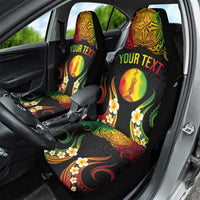 Personalised New Caledonia Independence Day Car Seat Cover Polynesian Tattoo and Plumeria Reggae Color LT03 - Polynesian Pride