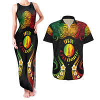 Personalised New Caledonia Independence Day Couples Matching Tank Maxi Dress and Hawaiian Shirt Polynesian Tattoo and Plumeria Reggae Color LT03 Reggae - Polynesian Pride