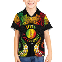 Personalised New Caledonia Independence Day Family Matching Short Sleeve Bodycon Dress and Hawaiian Shirt Polynesian Tattoo and Plumeria Reggae Color LT03 Son's Shirt Reggae - Polynesian Pride