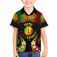 Personalised New Caledonia Independence Day Family Matching Tank Maxi Dress and Hawaiian Shirt Polynesian Tattoo and Plumeria Reggae Color LT03 Son's Shirt Reggae - Polynesian Pride