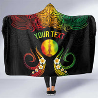 Personalised New Caledonia Independence Day Hooded Blanket Polynesian Tattoo and Plumeria Reggae Color LT03 One Size Reggae - Polynesian Pride