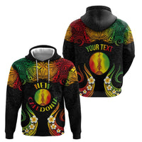Personalised New Caledonia Independence Day Hoodie Polynesian Tattoo and Plumeria Reggae Color LT03 - Polynesian Pride