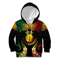 Personalised New Caledonia Independence Day Kid Hoodie Polynesian Tattoo and Plumeria Reggae Color LT03 Hoodie Reggae - Polynesian Pride