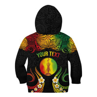 Personalised New Caledonia Independence Day Kid Hoodie Polynesian Tattoo and Plumeria Reggae Color LT03 - Polynesian Pride