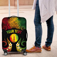 Personalised New Caledonia Independence Day Luggage Cover Polynesian Tattoo and Plumeria Reggae Color LT03 Reggae - Polynesian Pride