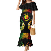 Personalised New Caledonia Independence Day Mermaid Dress Polynesian Tattoo and Plumeria Reggae Color LT03 Women Reggae - Polynesian Pride