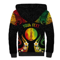 Personalised New Caledonia Independence Day Sherpa Hoodie Polynesian Tattoo and Plumeria Reggae Color LT03 - Polynesian Pride