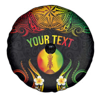Personalised New Caledonia Independence Day Spare Tire Cover Polynesian Tattoo and Plumeria Reggae Color LT03 - Polynesian Pride
