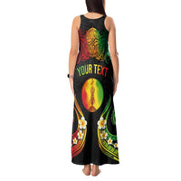Personalised New Caledonia Independence Day Tank Maxi Dress Polynesian Tattoo and Plumeria Reggae Color LT03 - Polynesian Pride