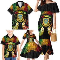 Personalised Tuvalu Independence Day Family Matching Mermaid Dress and Hawaiian Shirt Polynesian Tattoo and Plumeria Reggae Color LT03 - Polynesian Pride
