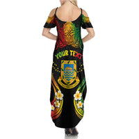 Personalised Tuvalu Independence Day Family Matching Summer Maxi Dress and Hawaiian Shirt Polynesian Tattoo and Plumeria Reggae Color LT03 - Polynesian Pride