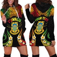 Personalised Tuvalu Independence Day Hoodie Dress Polynesian Tattoo and Plumeria Reggae Color LT03 - Polynesian Pride