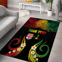 Personalised Malampa Fiji Day Area Rug Polynesian Tattoo and Plumeria Reggae Color LT03 - Polynesian Pride