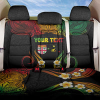 Personalised Malampa Fiji Day Back Car Seat Cover Polynesian Tattoo and Plumeria Reggae Color LT03 One Size Reggae - Polynesian Pride