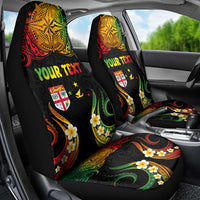 Personalised Malampa Fiji Day Car Seat Cover Polynesian Tattoo and Plumeria Reggae Color LT03 - Polynesian Pride