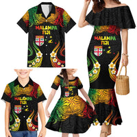 Personalised Malampa Fiji Day Family Matching Mermaid Dress and Hawaiian Shirt Polynesian Tattoo and Plumeria Reggae Color LT03 - Polynesian Pride
