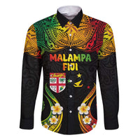 Personalised Malampa Fiji Day Family Matching Short Sleeve Bodycon Dress and Hawaiian Shirt Polynesian Tattoo and Plumeria Reggae Color LT03 Dad's Shirt - Long Sleeve Reggae - Polynesian Pride