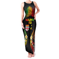 Personalised Malampa Fiji Day Family Matching Tank Maxi Dress and Hawaiian Shirt Polynesian Tattoo and Plumeria Reggae Color LT03 Mom's Dress Reggae - Polynesian Pride