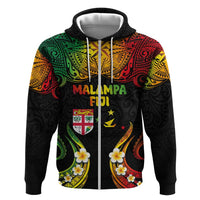 Personalised Malampa Fiji Day Hoodie Polynesian Tattoo and Plumeria Reggae Color LT03 Zip Hoodie Reggae - Polynesian Pride
