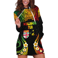 Personalised Malampa Fiji Day Hoodie Dress Polynesian Tattoo and Plumeria Reggae Color LT03 Reggae - Polynesian Pride