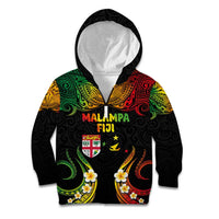 Personalised Malampa Fiji Day Kid Hoodie Polynesian Tattoo and Plumeria Reggae Color LT03 Zip Hoodie Reggae - Polynesian Pride