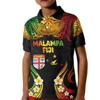 Personalised Malampa Fiji Day Kid Polo Shirt Polynesian Tattoo and Plumeria Reggae Color LT03 Kid Reggae - Polynesian Pride