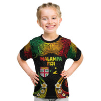 Personalised Malampa Fiji Day Kid T Shirt Polynesian Tattoo and Plumeria Reggae Color LT03 Reggae - Polynesian Pride