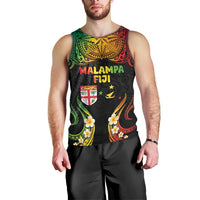 Personalised Malampa Fiji Day Men Tank Top Polynesian Tattoo and Plumeria Reggae Color LT03 - Polynesian Pride