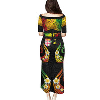 Personalised Malampa Fiji Day Puletasi Polynesian Tattoo and Plumeria Reggae Color LT03 - Polynesian Pride
