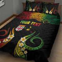 Personalised Malampa Fiji Day Quilt Bed Set Polynesian Tattoo and Plumeria Reggae Color LT03 - Polynesian Pride