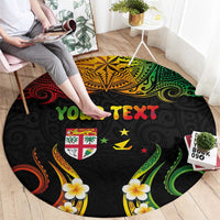 Personalised Malampa Fiji Day Round Carpet Polynesian Tattoo and Plumeria Reggae Color LT03 - Polynesian Pride