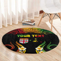 Personalised Malampa Fiji Day Round Carpet Polynesian Tattoo and Plumeria Reggae Color LT03 - Polynesian Pride