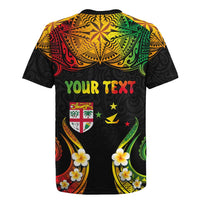 Personalised Malampa Fiji Day Rugby Jersey Polynesian Tattoo and Plumeria Reggae Color LT03 - Polynesian Pride
