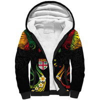Personalised Malampa Fiji Day Sherpa Hoodie Polynesian Tattoo and Plumeria Reggae Color LT03 Unisex Reggae - Polynesian Pride