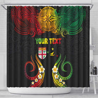 Personalised Malampa Fiji Day Shower Curtain Polynesian Tattoo and Plumeria Reggae Color LT03 - Polynesian Pride
