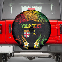 Personalised Malampa Fiji Day Spare Tire Cover Polynesian Tattoo and Plumeria Reggae Color LT03 - Polynesian Pride