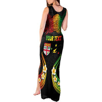 Personalised Malampa Fiji Day Tank Maxi Dress Polynesian Tattoo and Plumeria Reggae Color LT03 - Polynesian Pride