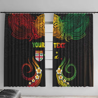 Personalised Malampa Fiji Day Window Curtain Polynesian Tattoo and Plumeria Reggae Color LT03 With Hooks Reggae - Polynesian Pride