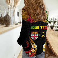 Personalised Malampa Fiji Day Women Casual Shirt Polynesian Tattoo and Plumeria Reggae Color LT03 - Polynesian Pride
