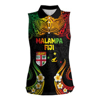 Personalised Malampa Fiji Day Women Sleeveless Polo Shirt Polynesian Tattoo and Plumeria Reggae Color LT03 Female Reggae - Polynesian Pride