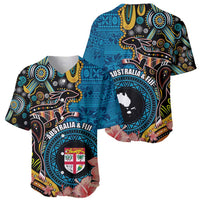 Fiji and Australia Kangaroos Baseball Jersey Indigenous Aboriginal and Fijian Masi Tribal Tattoo LT03 - Polynesian Pride