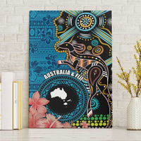 Fiji and Australia Kangaroos Canvas Wall Art Indigenous Aboriginal and Fijian Masi Tribal Tattoo LT03 Without Frame Blue - Polynesian Pride