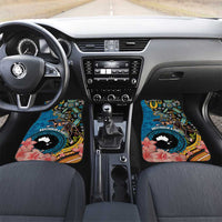 Fiji and Australia Kangaroos Car Mats Indigenous Aboriginal and Fijian Masi Tribal Tattoo LT03 Set 2pcs - Front Blue - Polynesian Pride