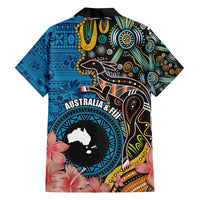 Fiji and Australia Kangaroos Family Matching Off Shoulder Maxi Dress and Hawaiian Shirt Indigenous Aboriginal and Fijian Masi Tribal Tattoo LT03 - Polynesian Pride