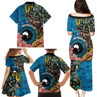 Fiji and Australia Kangaroos Family Matching Puletasi and Hawaiian Shirt Indigenous Aboriginal and Fijian Masi Tribal Tattoo LT03 - Polynesian Pride