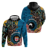 Fiji and Australia Kangaroos Hoodie Indigenous Aboriginal and Fijian Masi Tribal Tattoo LT03 - Polynesian Pride